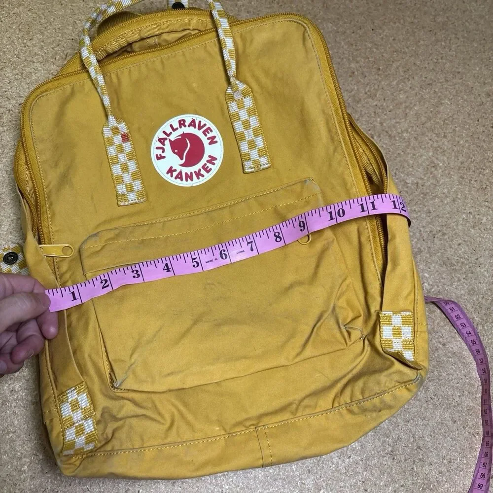 Fjallraven Kanken Backpack Yellow Distressed Worn Classic Bag